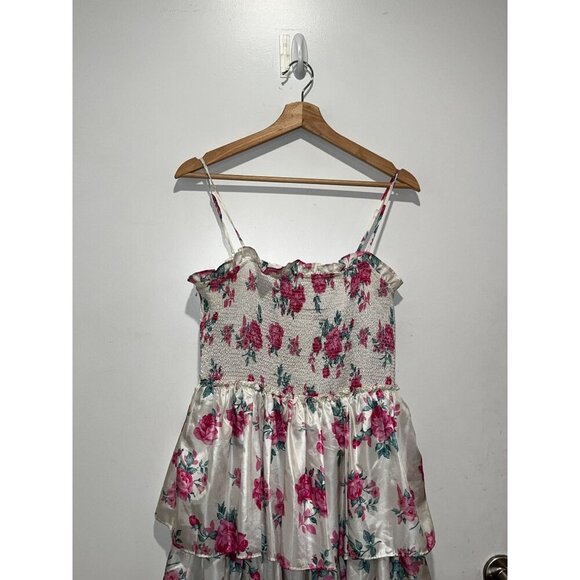 LoveShackFancy By Target White & Pink Floral Tiered Smocked Women's Midi Dress M - Picture 2 of 8